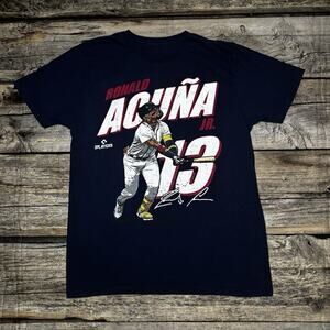 Ronald Acuna Jr. #13 Atlanta Braves MLB Players Tee Mens Size Medium Blue